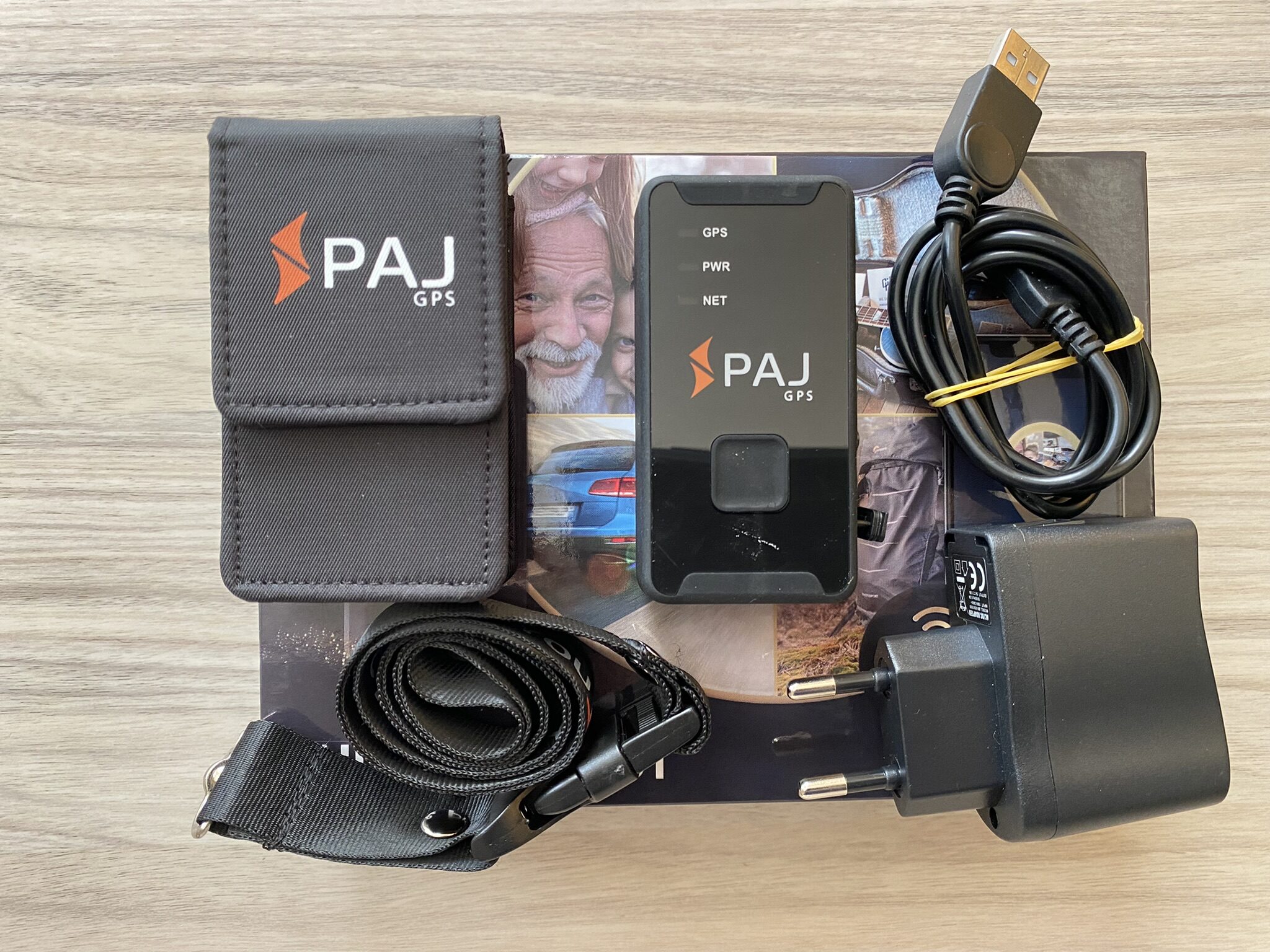 PAJ Easy Finder 4G tracker in its box with all accessories