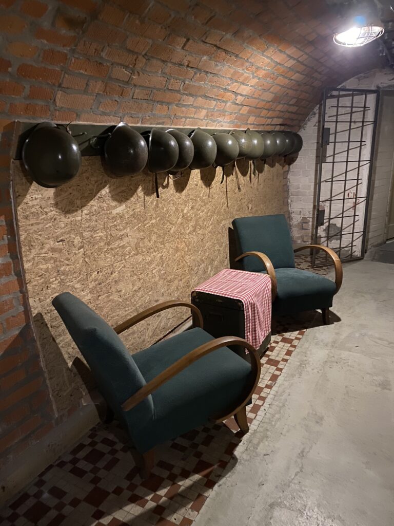 The sitting room inside the 10-Z Bunker in Brno