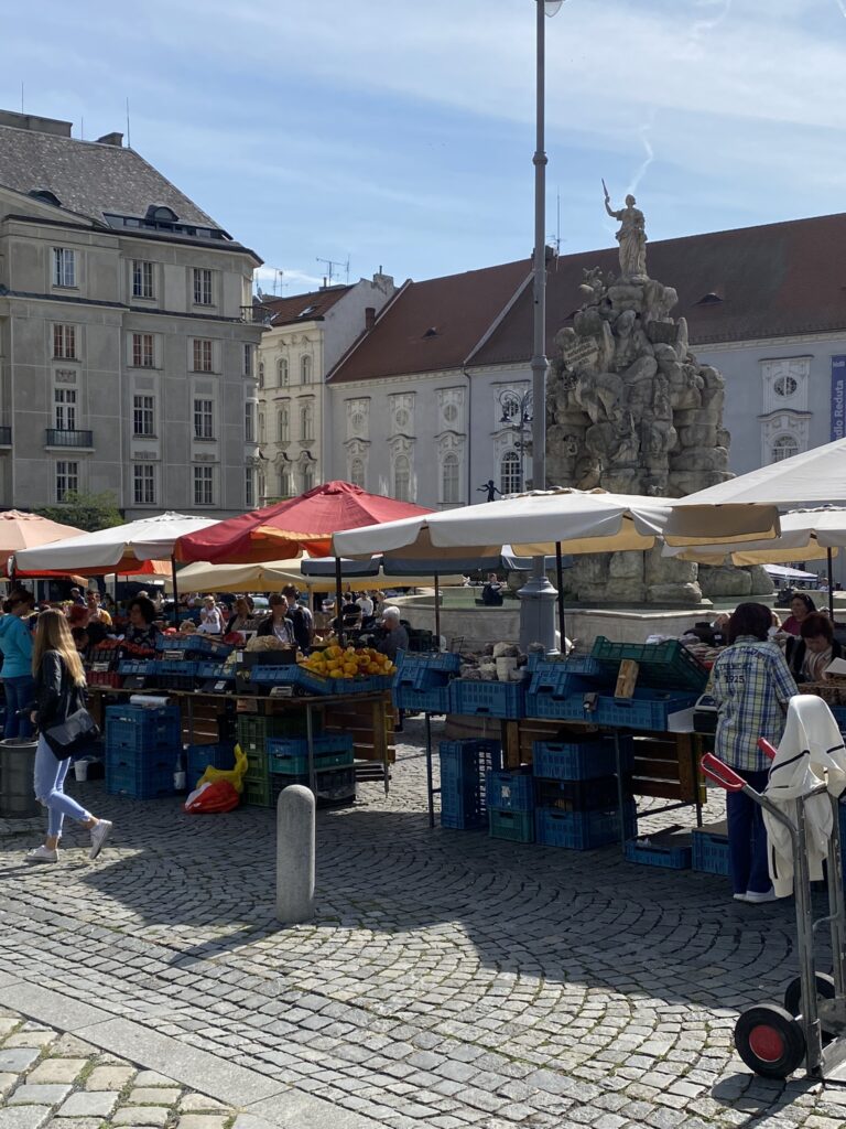 Brno Cabbage Market , picture showing the stalls.