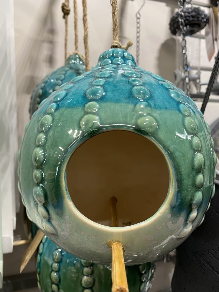 blue clay and ceramic Moroccan hanging garden lamps