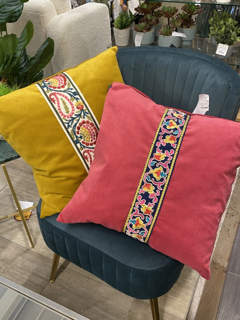 Mustard and Pink Moroccan vibe cushions 