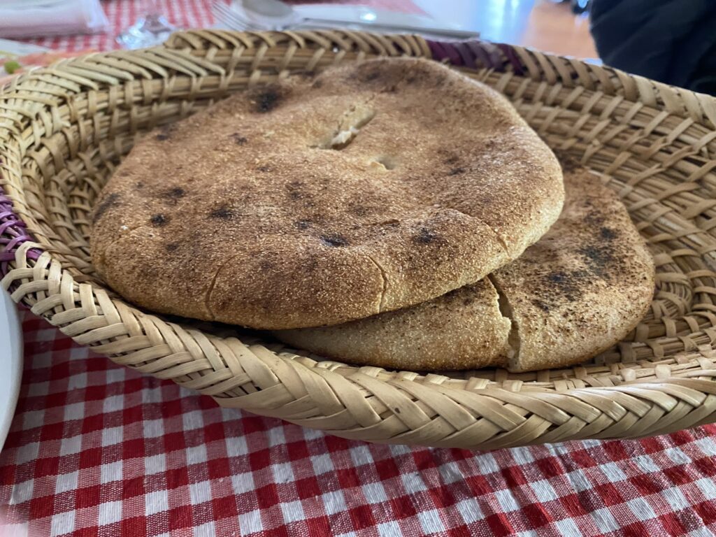 Moroccan bread in a cane basket