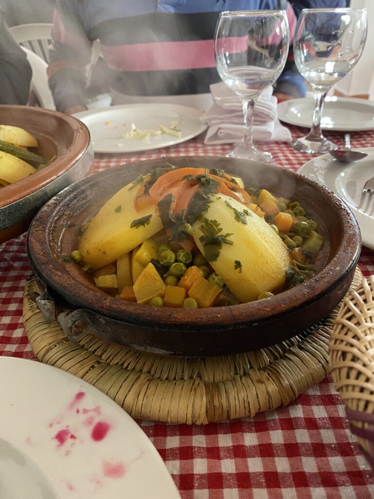 Vegetarian Tagine cooked and served in a clay tagine