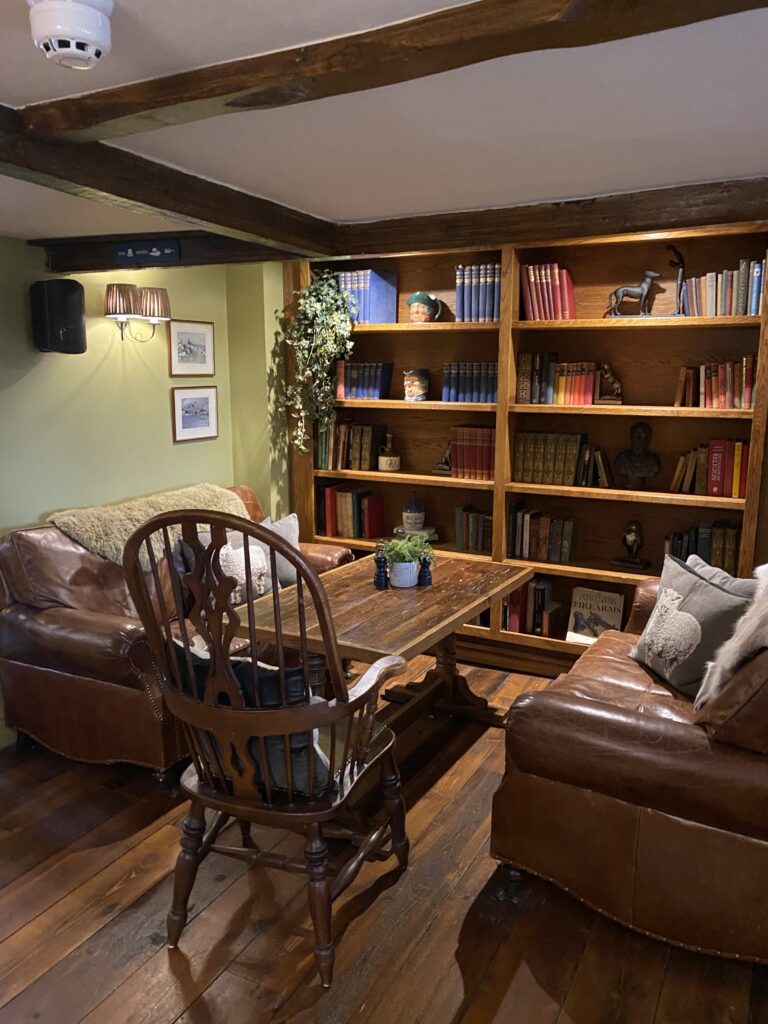 The interior sitting area of The Duke on the Test