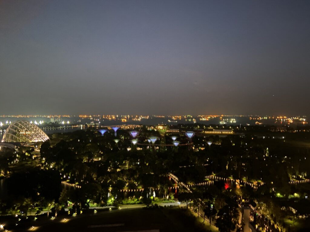 Singapore skyline view at night from Marina Bay Sands
